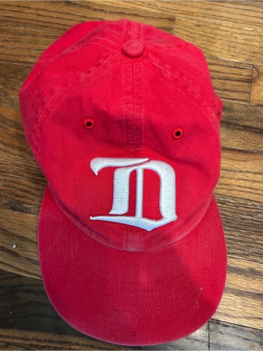 47 Red Baseball Cap with White 'D' Logo